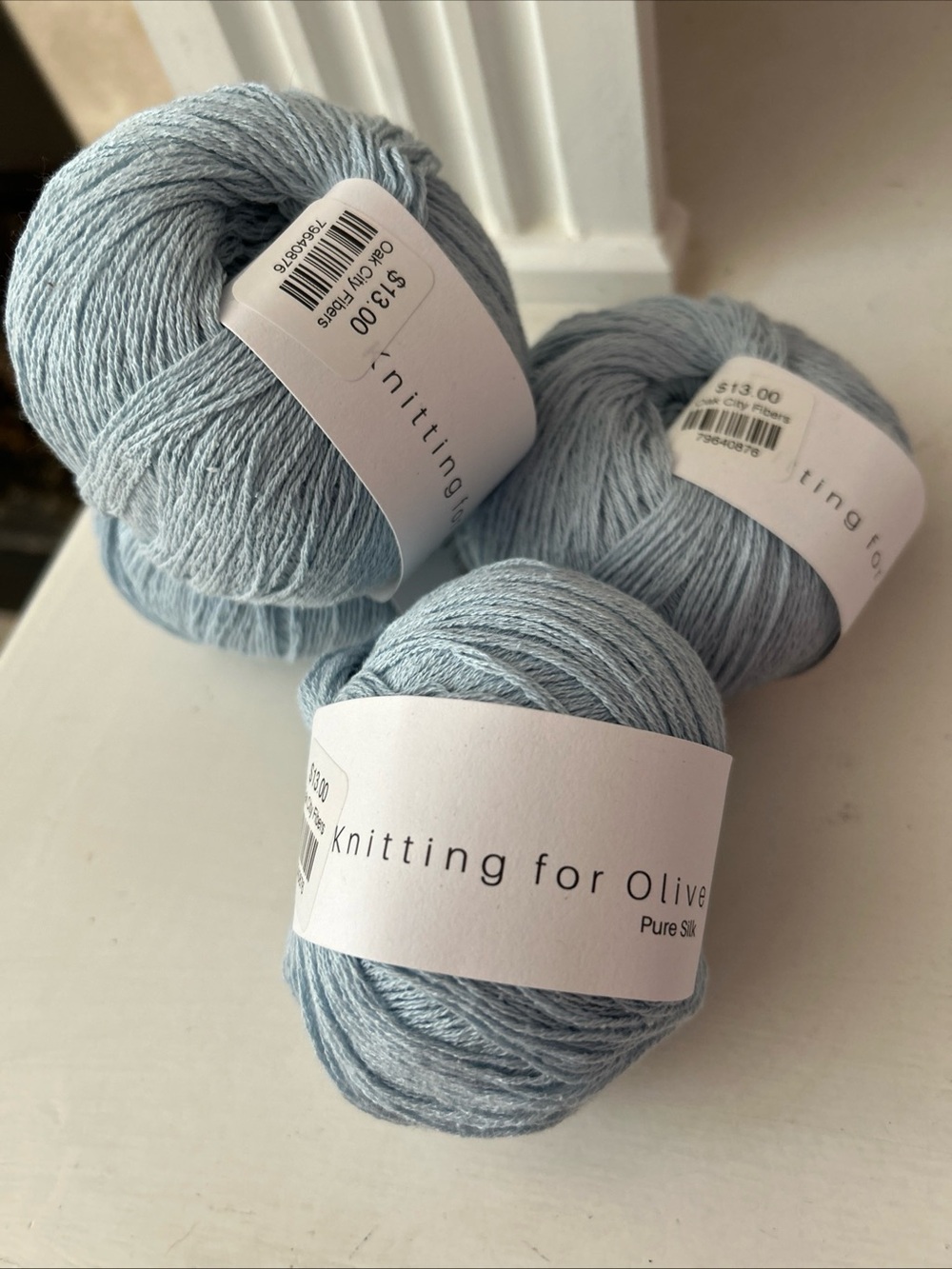 Knitting for Olive Ice Blue Yarn - Pure Silk Lot of 4